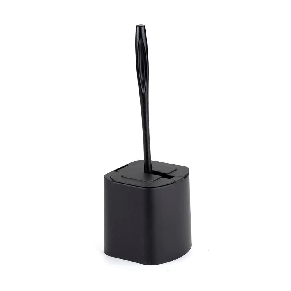 Arthi - Escova Sanitária de Banheiro com Tampa Articulável Preto Quadrada