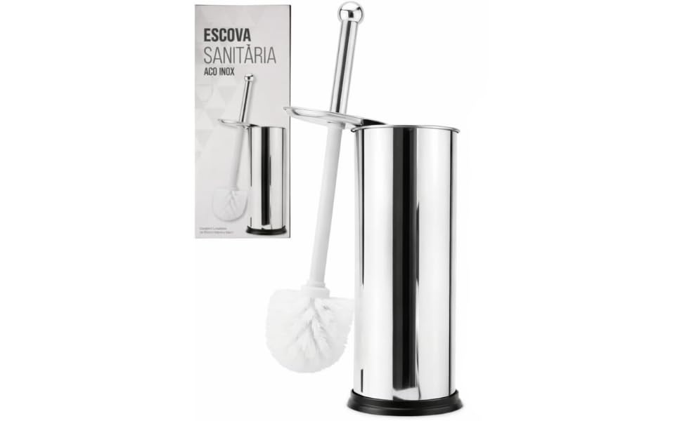 Escova para Vaso Sanitário com Suporte em Aço Inox Base Antiderrapante | Escova Sanitária