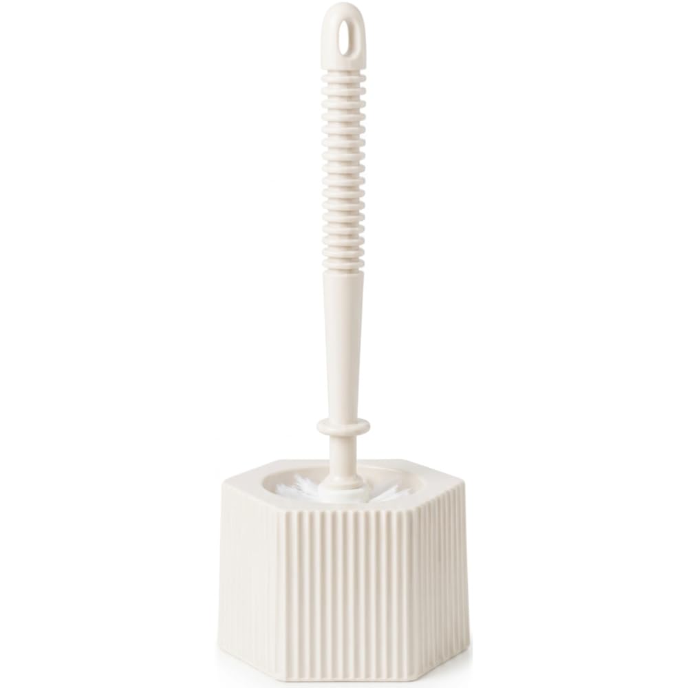 Escova Sanitária com Suporte Compacto e Design Moderno para Banheiro - Branco