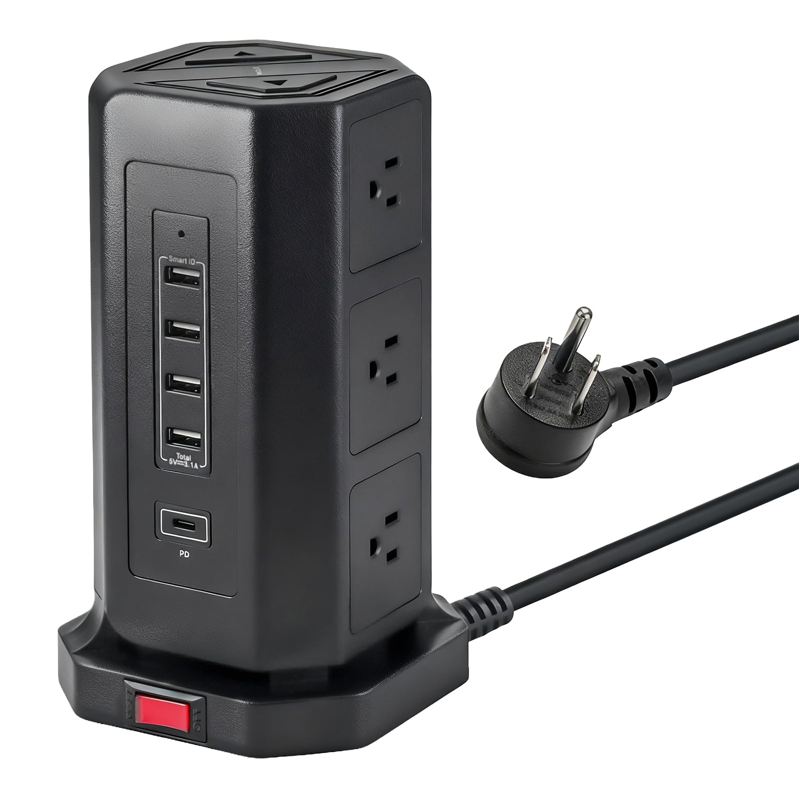 EP Torre de Tomadas com Portas Usb E Protetor Contra Surtos, Cabo de Alimentação com 9