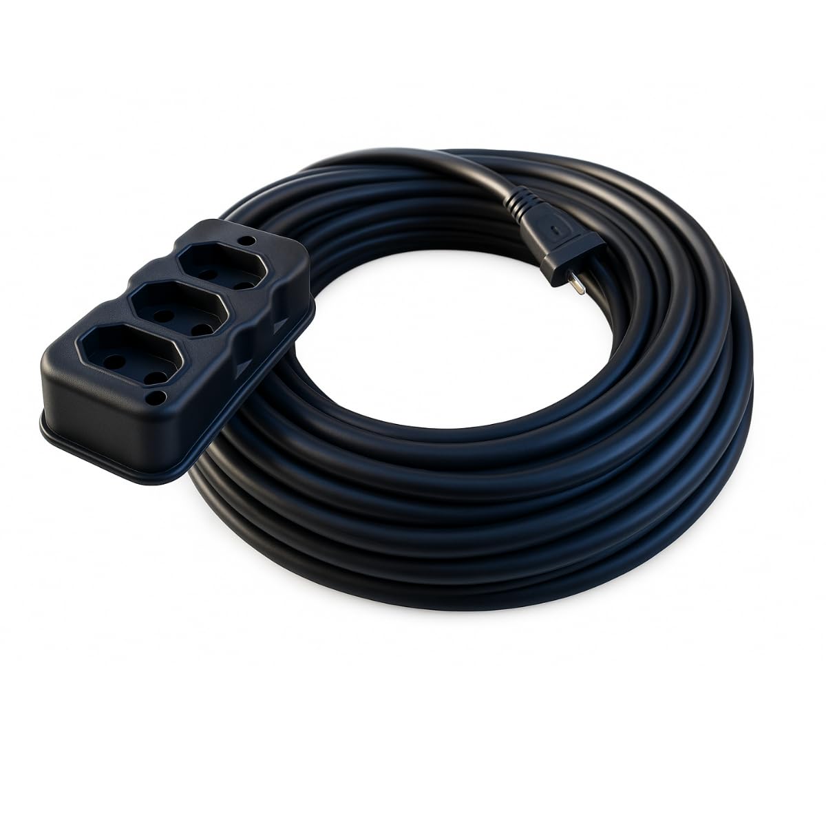 Extensão Elétrica 20 Metros, Bivolt 127V/220V, Cabo PP 2x2,5mm, 3 Tomadas 10A/20A, Preto,