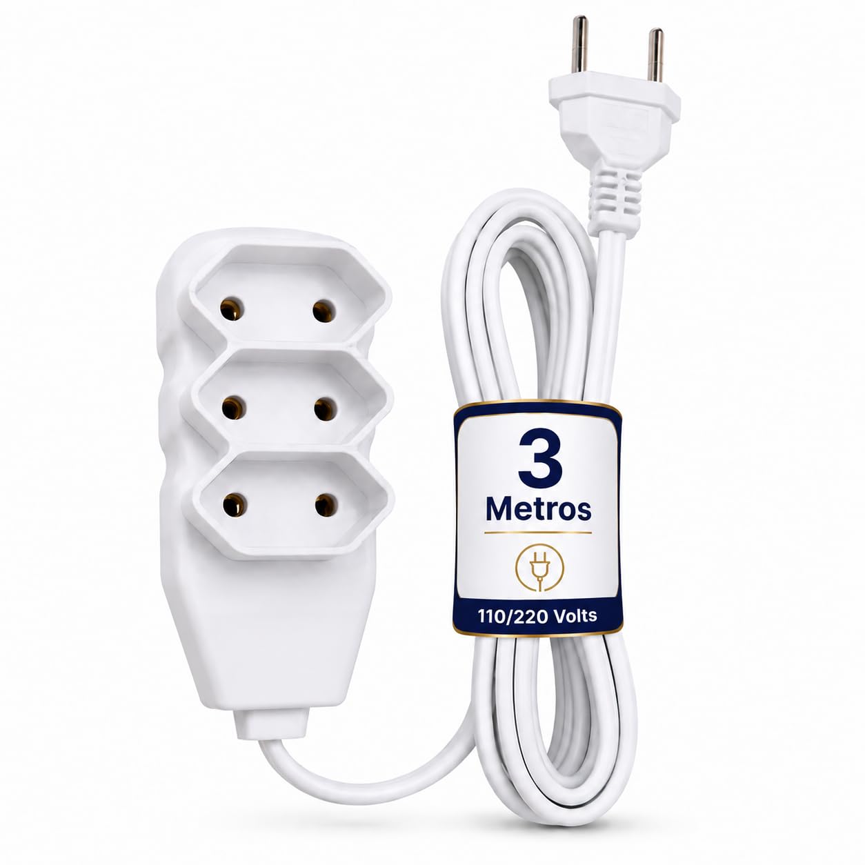 Extensão Elétrica 3 Metros 10A Bivolt Cabo Reforçado com Plug 2P Ideal para Uso