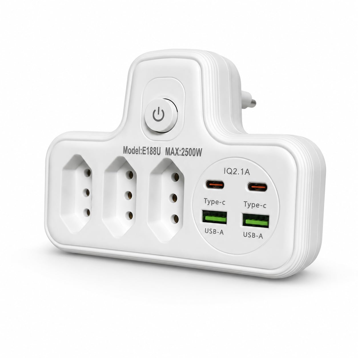 Extensão Adaptador de Tomada 3 Saídas com 2 USB e 2 USB-C – Multiplicador de Tomadas