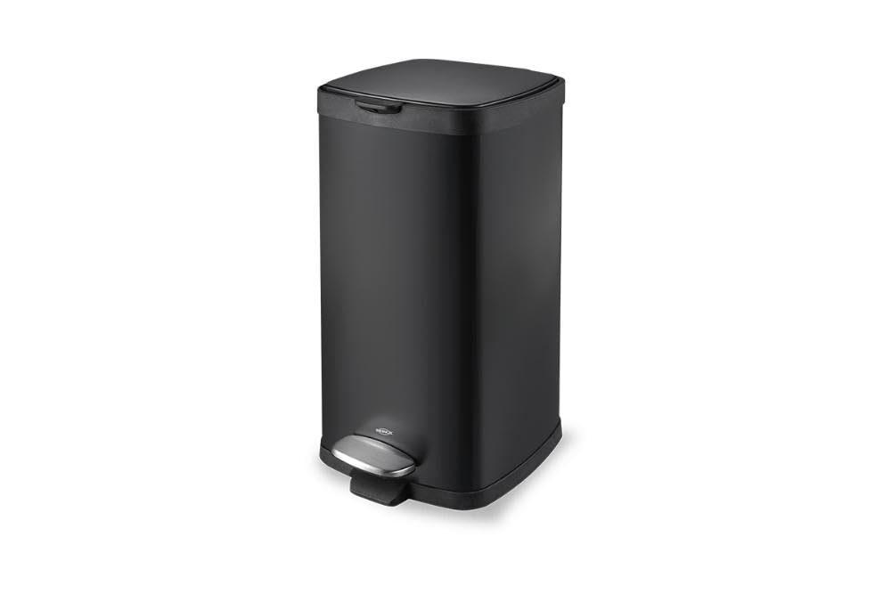 Lixeira em Aço Carbono com Pedal Inox e Balde Removível, 20L, Preto, Brinox