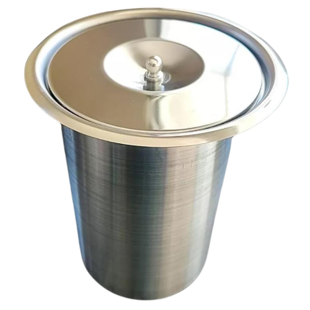 Cesto Lixeira Pia Cozinha Embutir Inox 304 Não Enferruja (Prata, 5 Litros)
