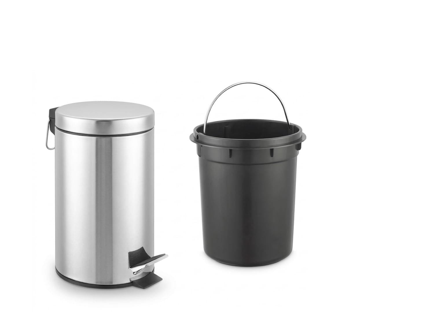Lixeira Inox 8L com Pedal e Cesto Interno para Cozinha e Escritório