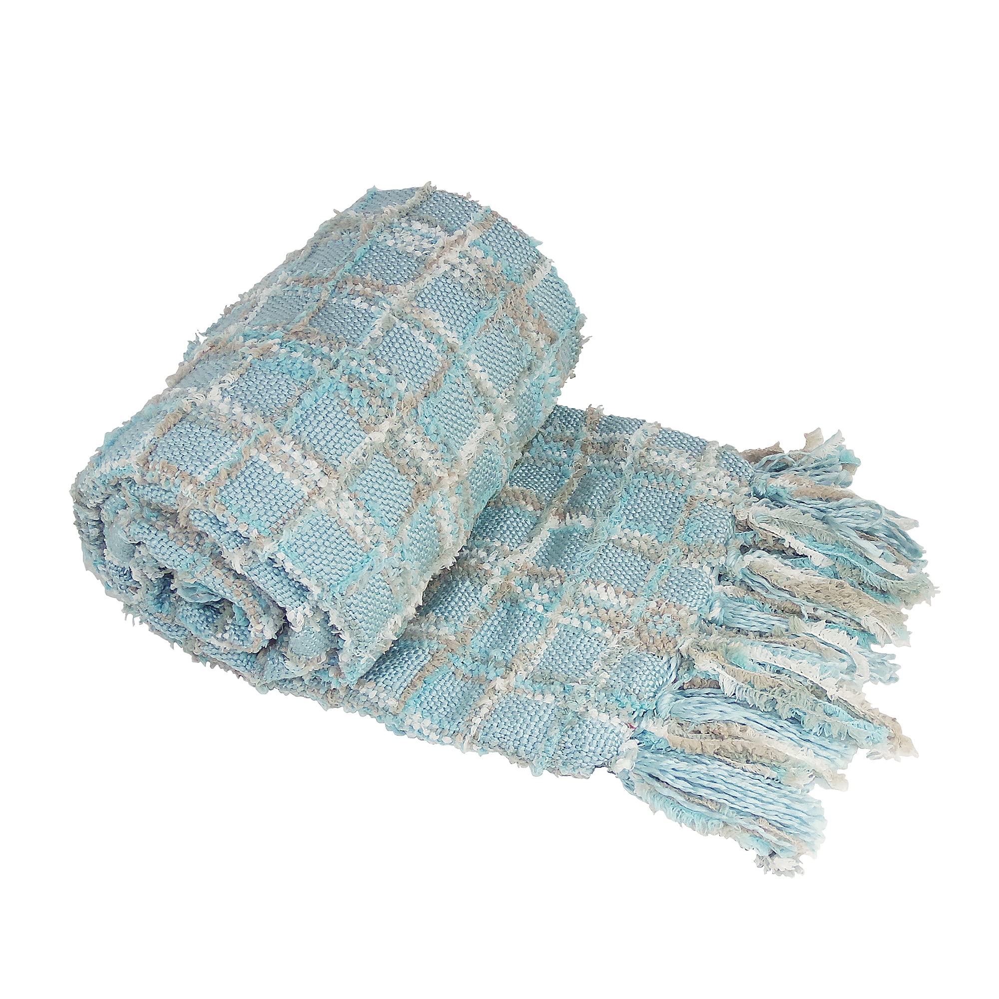 Home Soft Things Manta multicolorida de chenille para sofá, azul claro, 127 cm x 152 cm,