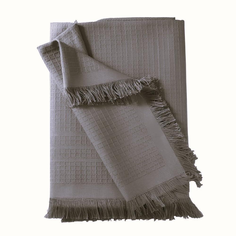 Dohler - Manta Para Sofá Dohler Marrocos 100% Algodão Com Franjas 150 x 210 cm Cinza