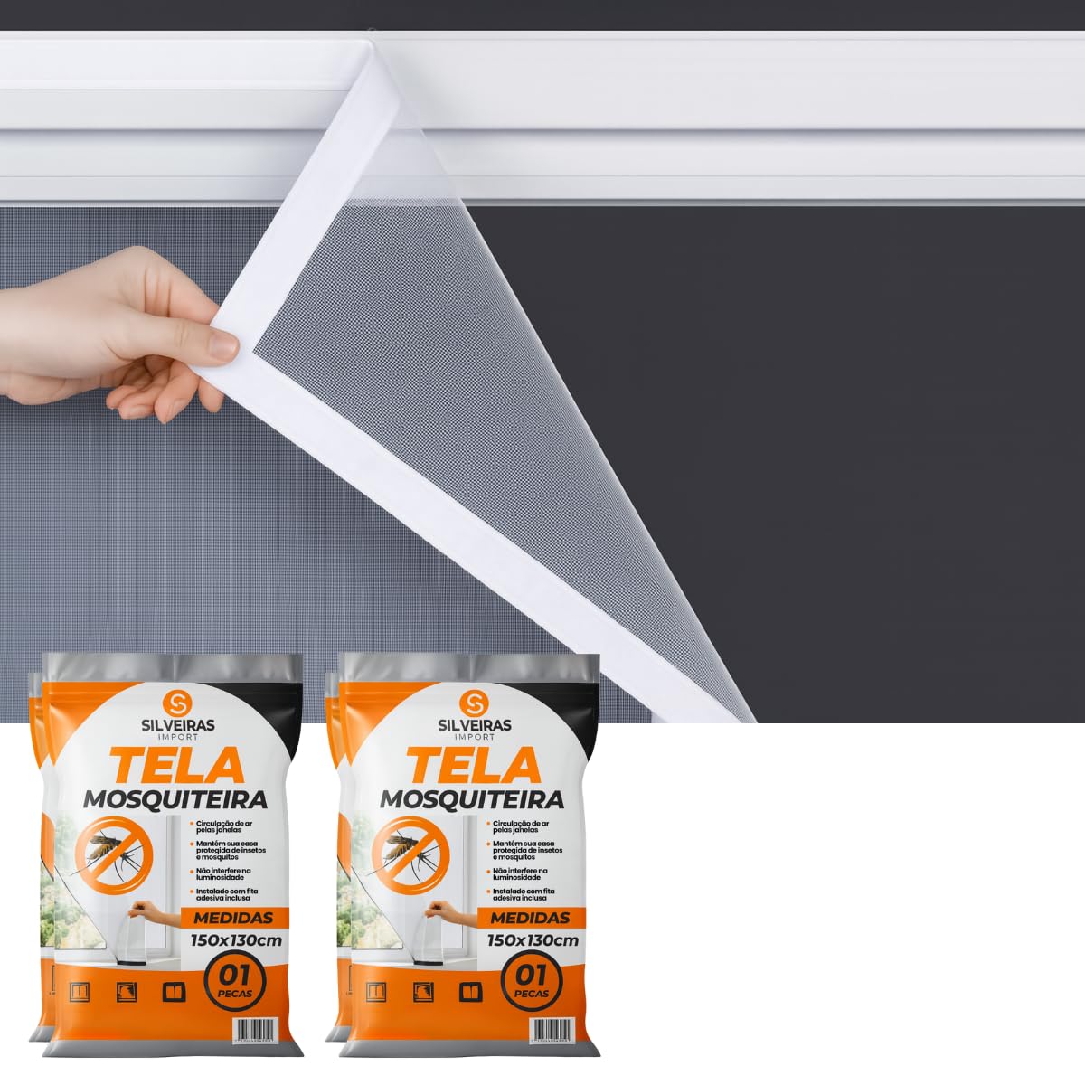 Kit 2 Telas Mosquiteiro 150x130cm Anti-Insetos para Janelas Ajustável Resistente e Fácil