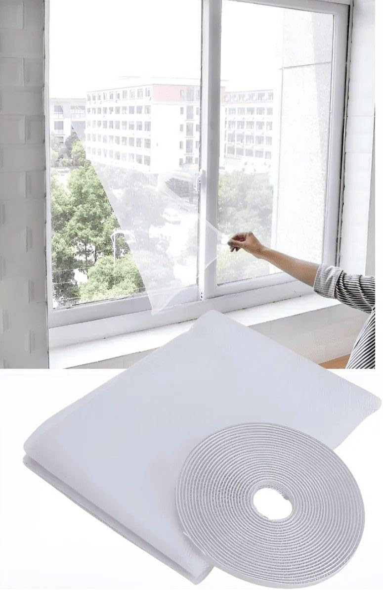 Kit 2 Telas Mosquiteiro para Janela, Nylon Branco, 130x150 cm, Fixação Adesiva Removível,