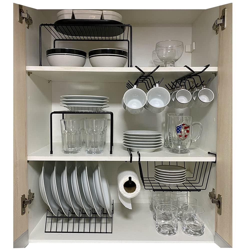 Kit Organizador de Armário para Cozinha - 7 Peças (Preto)