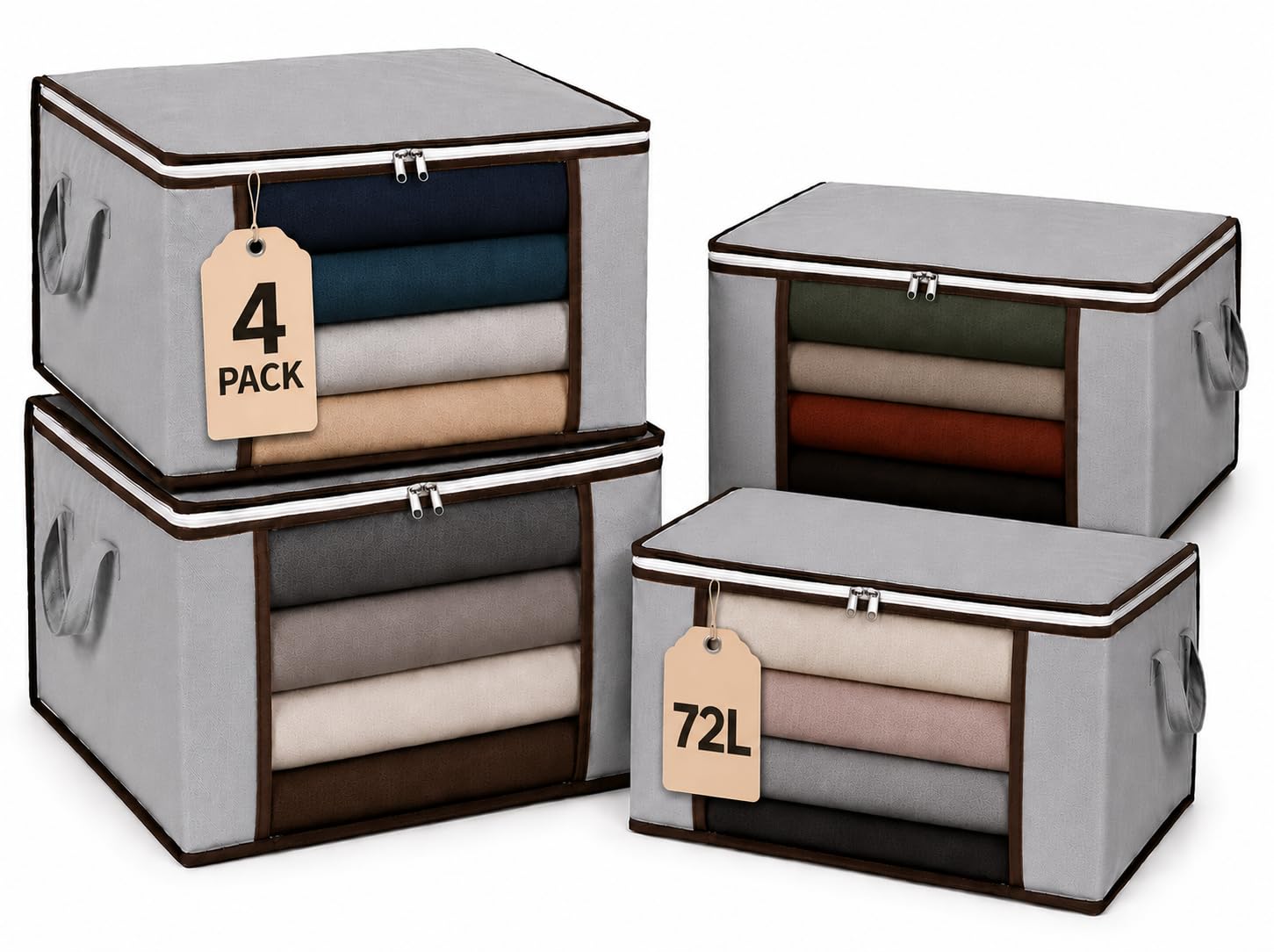 Caixas Organizadora Grande Kit 4 Roupas Cobertor Edredom Lençol Travesseiro Brinquedos