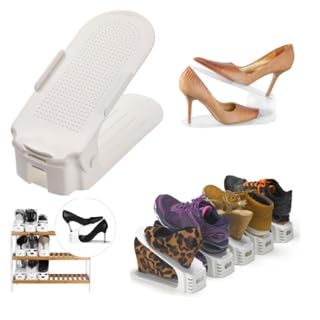 Kit 10 Organizadores de sapatos, saltos e tênis com regulagem de altura - Branco