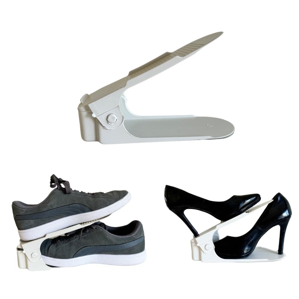 Kit 10 Suporte Organizadores De Sapatos Tênis Saltos Calçados Com Regulagem Altura Branco
