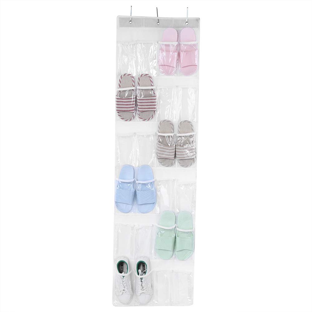 Agatige Organizador de sapatos com 24 bolsos sobre a porta, suporte transparente para