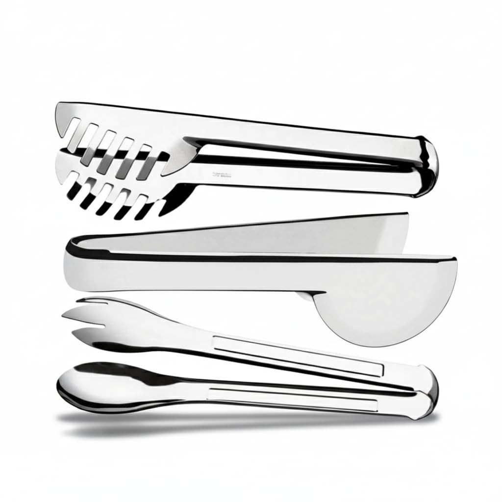 Kit 3 Pegadores Inox para Macarrão, Massa e Salada 20 cm | Kit com 3 pegadores em aço
