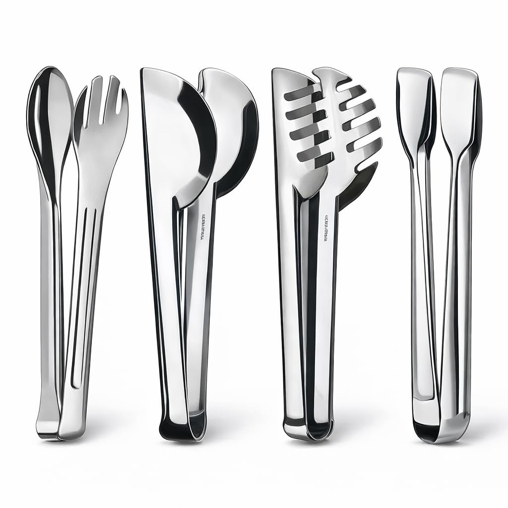 Kit 4 Pegadores Inox para Cozinha Macarrão Massas Salada Frios | Quatro modelos