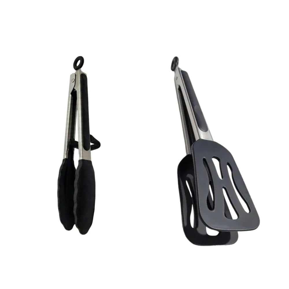 Kit Pegador Culinário e Pegador Espátula Vazada Conjunto Utensílios de Cozinha 2 Peças