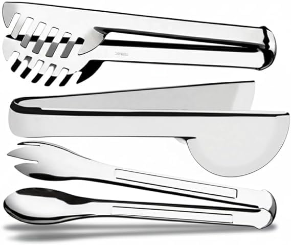 Conjunto de Pegadores em Aço Inox 3 Peças – Pegador para Massas, Salada e Uso Universal