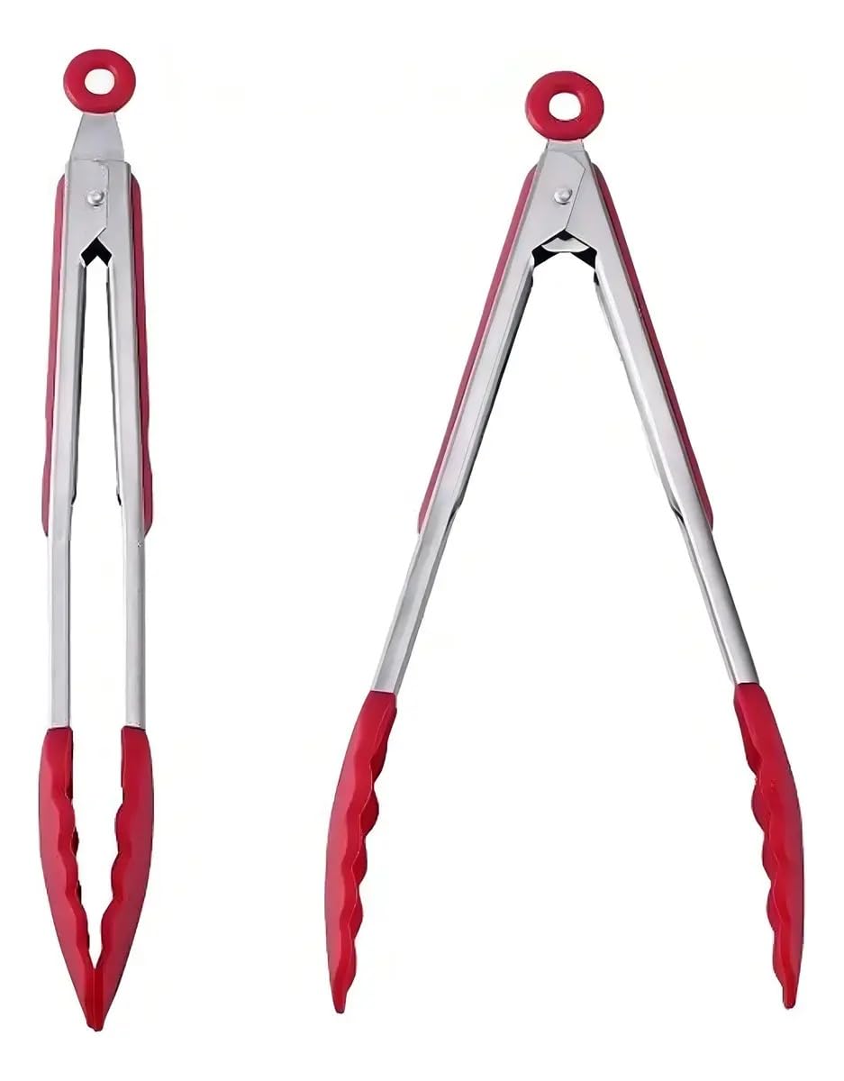 Pegador Culinário 25cm Silicone Inox com Trava Antiderrapante | Resistente ao Calor,