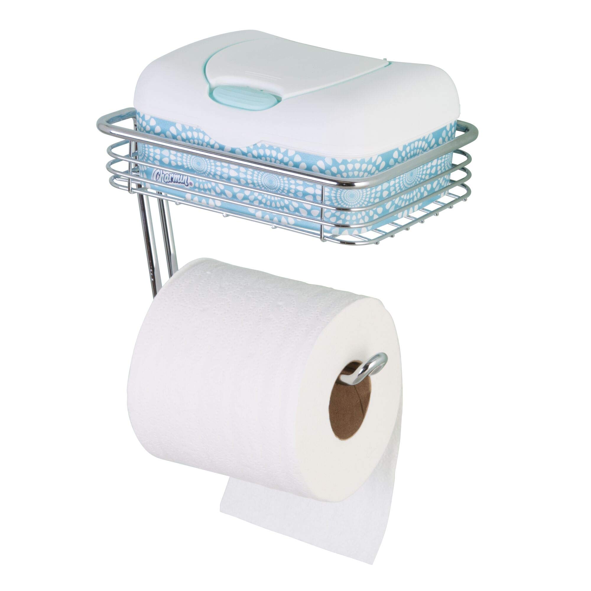 iDesign Suporte de parede de metal para papel higiênico Classico com prateleira de arame