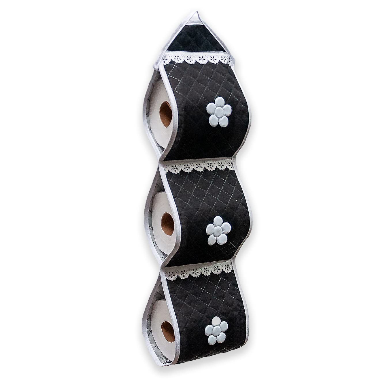 Kit 2 Porta Papel Higiênico Matelado Para 3 Rolos Decorativo (PRETO)