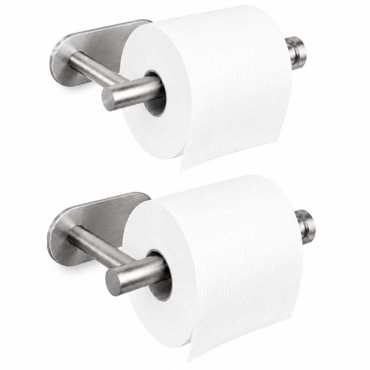 Kit 2 Porta Papel Higiênico Prata Adesivo de Parede, Suporte em Aço Inox sem Furo,
