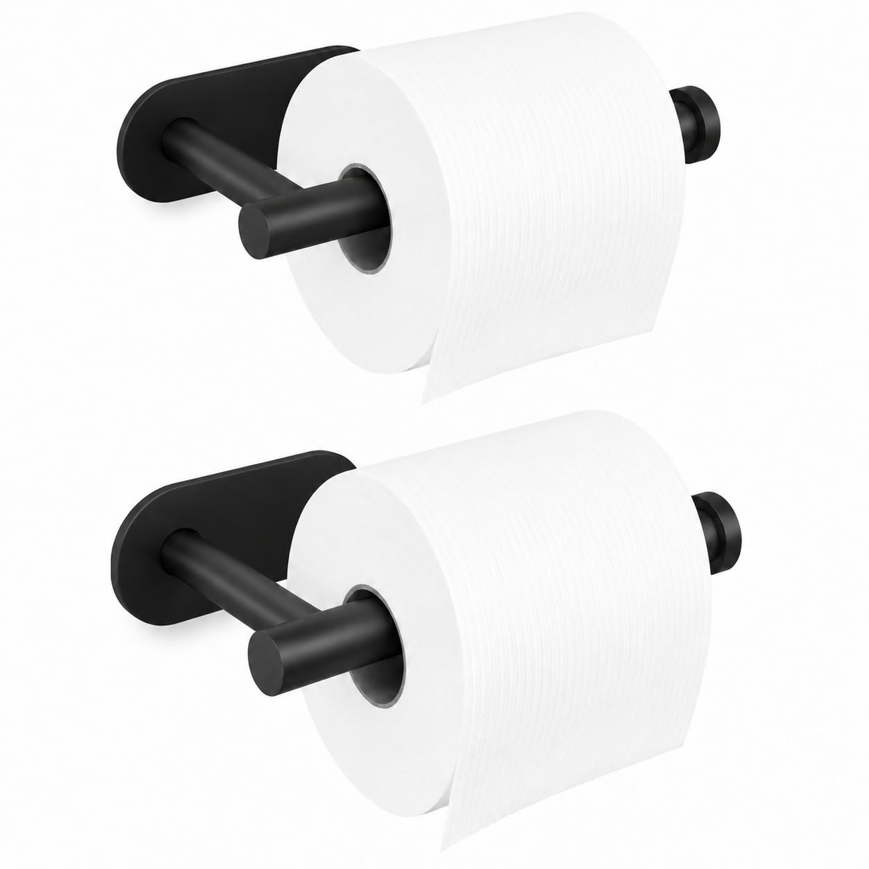 Kit 2 Porta Papel Higiênico Preto Adesivo de Parede, Suporte sem Furo, Design Moderno,