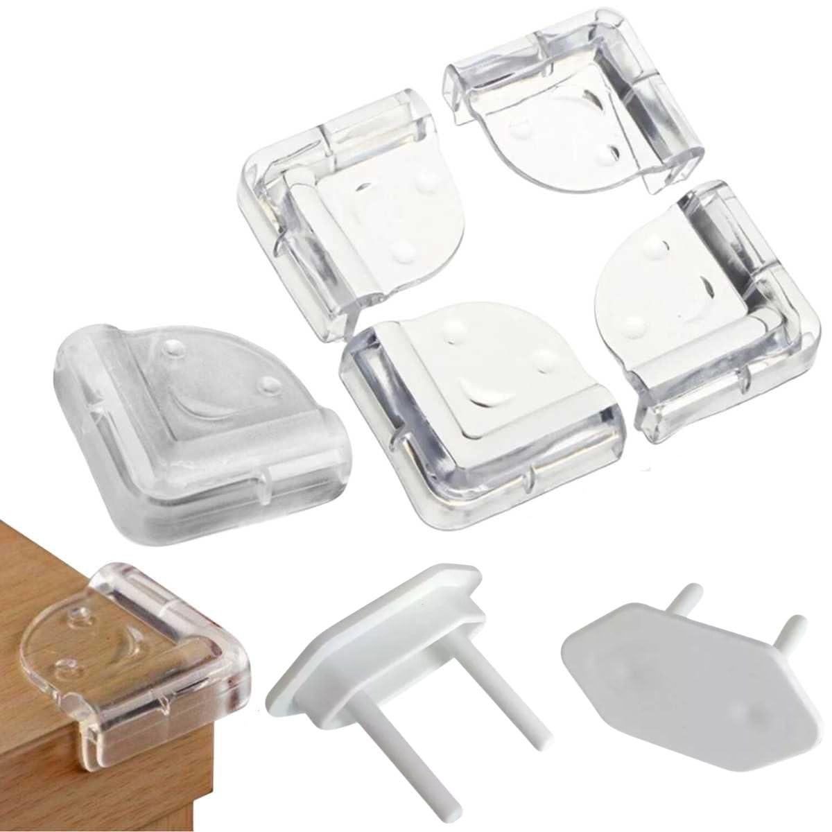Kit 8 Protetor Quina Armário Móveis Segurança Criança Bebê + 12 Protetor de Tomada
