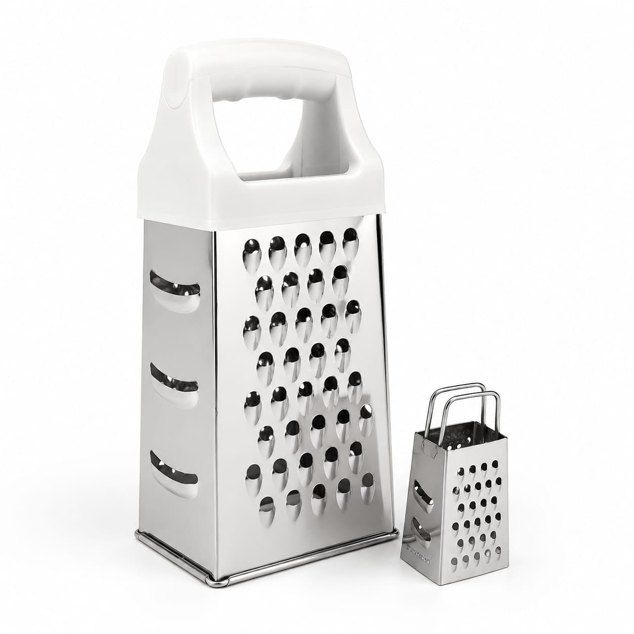Kit de Raladores de Aço Inox 2 em 1 – Ralador Grande 21×9 cm + Mini Ralador 8×4 cm –
