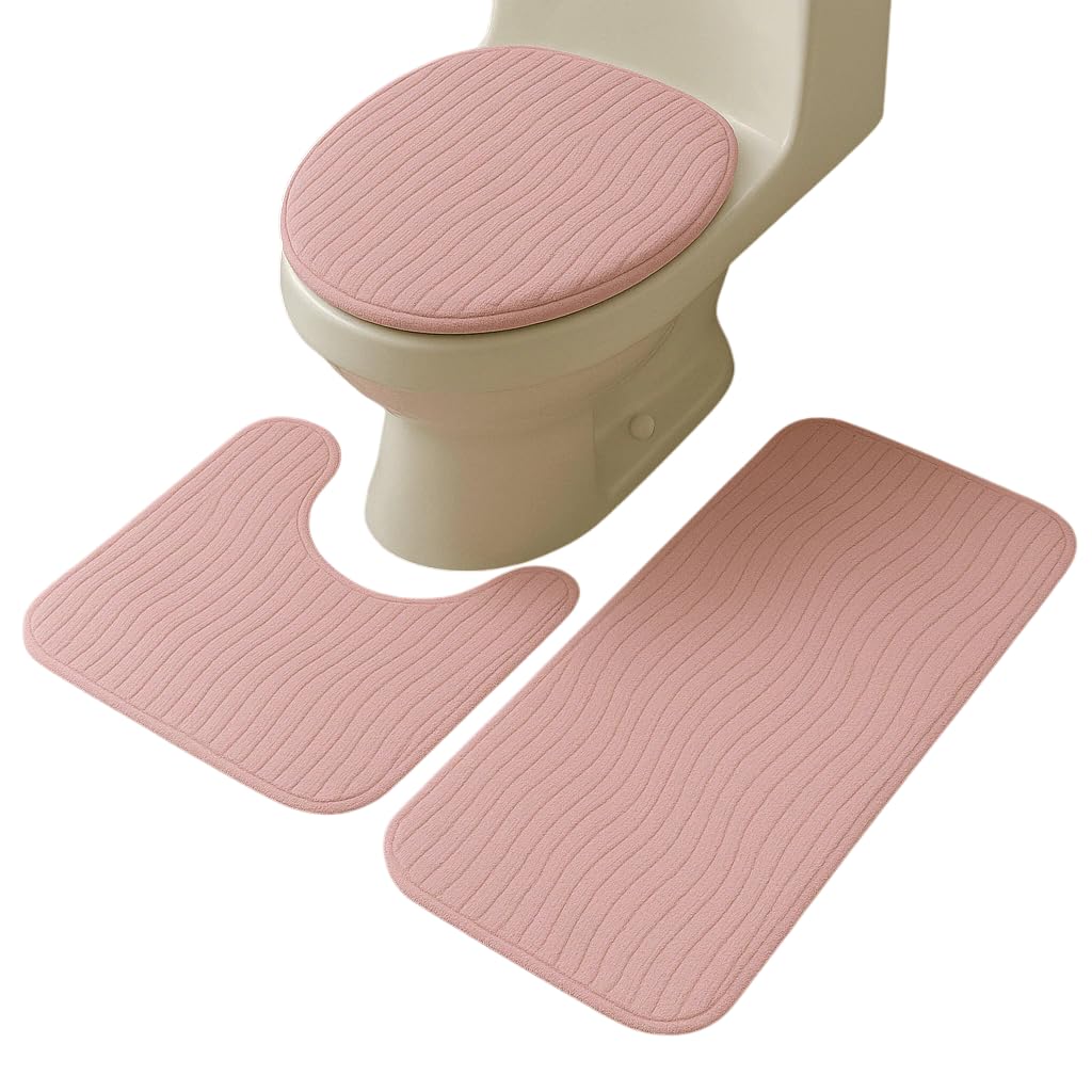 Jogo De Tapete Piso Para Banheiro Luxo 3 Peças Antiderrapante Soft (Zebra Rosa)