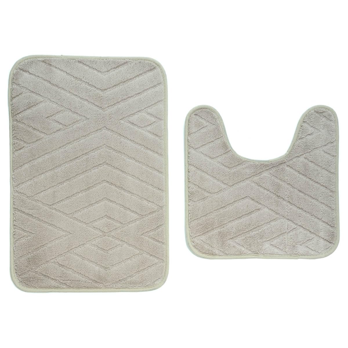 Conjunto 2 Peças Jogo de Tapetes Antiderrapante Macio Geométrico Lavabo Banheiro Vaso
