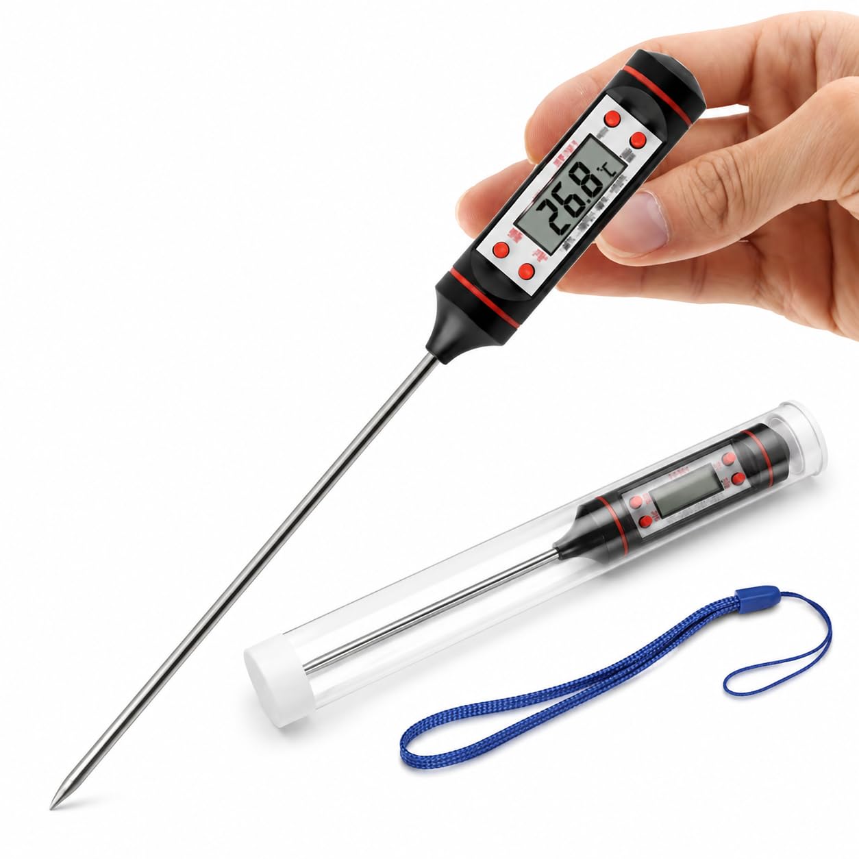 Kit 2 Termômetro Digital Culinário - Medidor de Temperatura para Cozinha Churrasco
