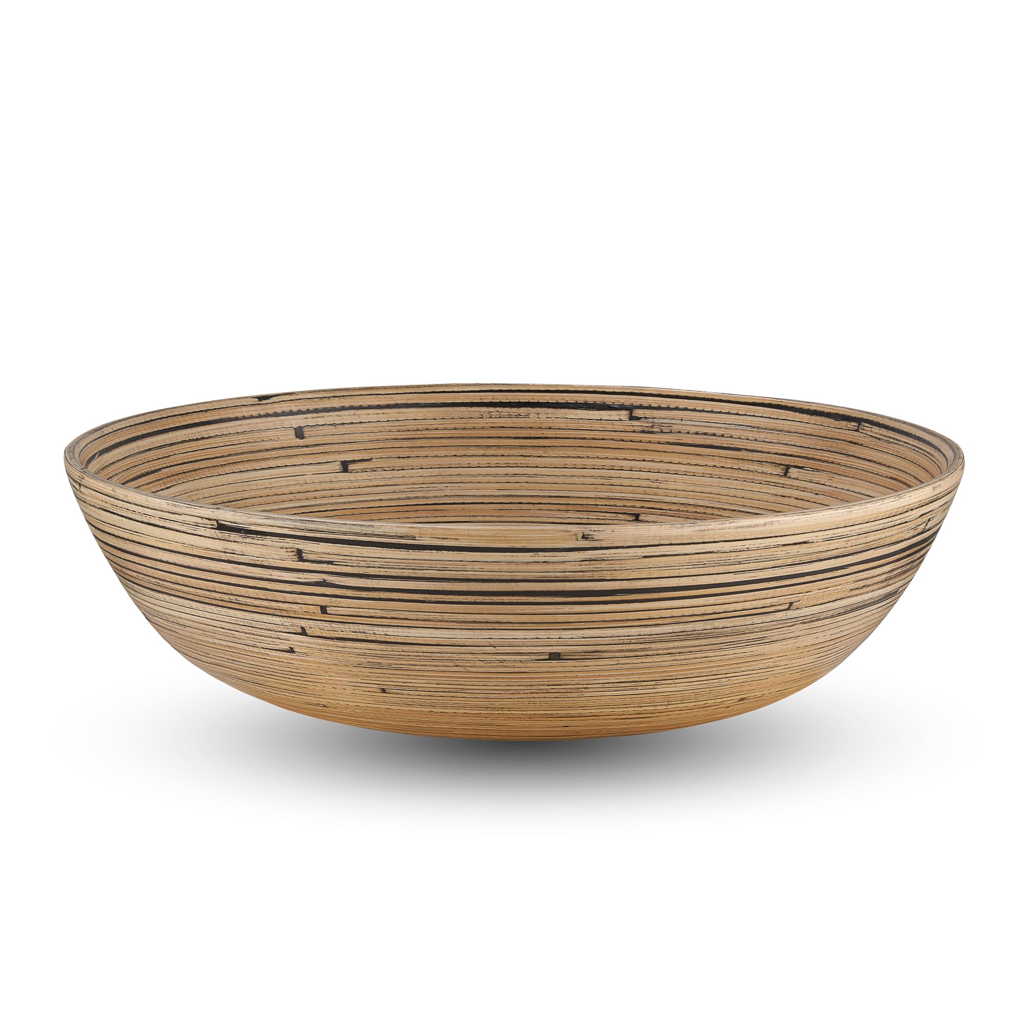 LEXA Tigela de salada de bambu feita à mão de 30,5 cm – Tigela grande de frutas de