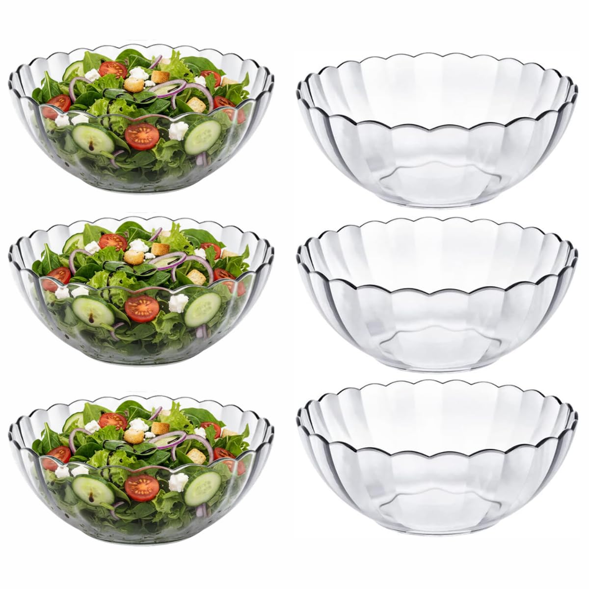 Kit Bowls Tigela 1L Saladeira Conjunto Tigelas de Vidro Bowl Vidro Grande Redonda Casa