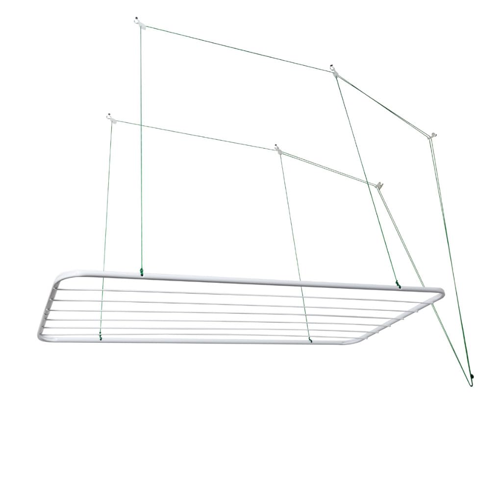 Varal De Teto 100% Aço 100cm ou 120cm C/Kit De Instalação Parafusos Fixação Secagem