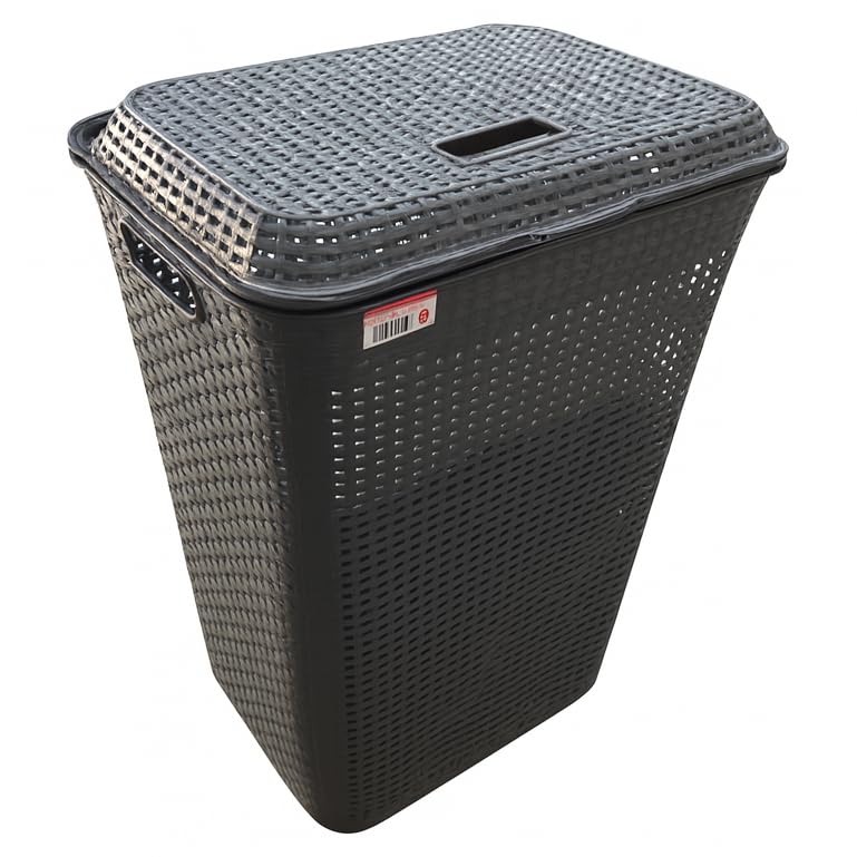 Cesto de Roupa Suja 72L com Tampa Plástico Resistente Grande para Lavanderia Organização