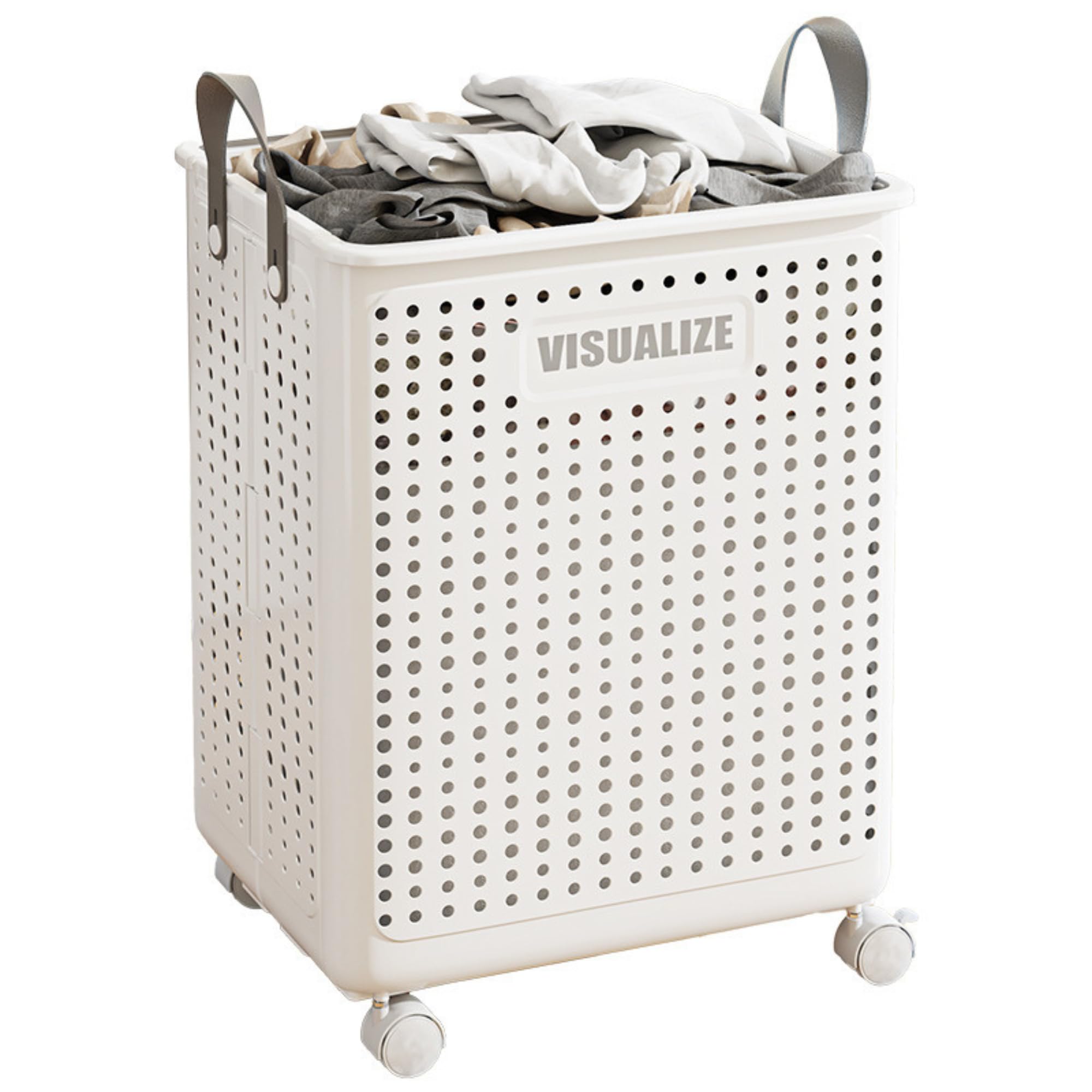 Cesto de Roupa Suja Dobrável com Rodinhas 60L / 75L Cesto Organizador de Lavanderia