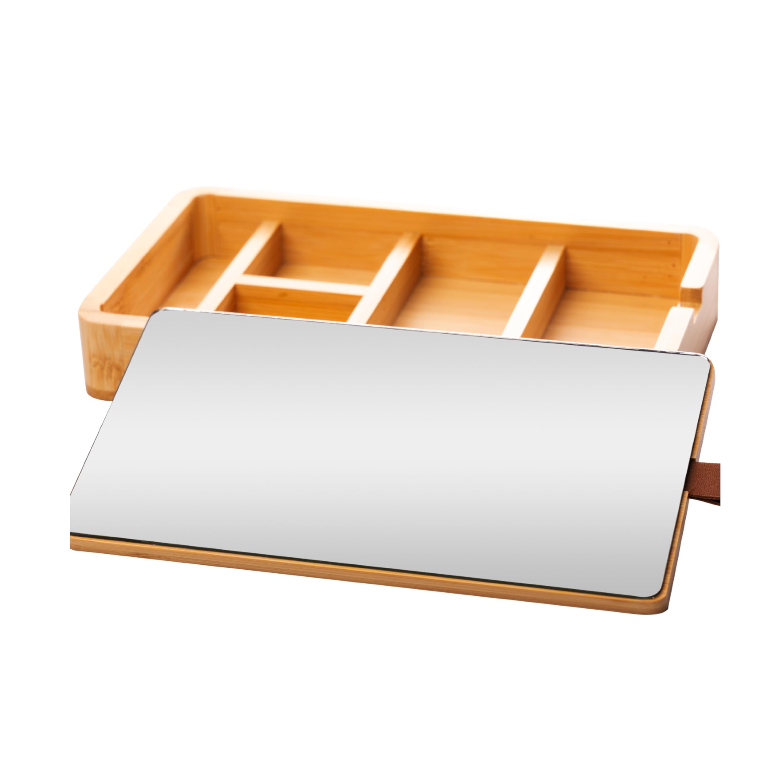 LYOR - Porta Joias de Bambu com Espelho 25cm x 14cm x 3,5cm