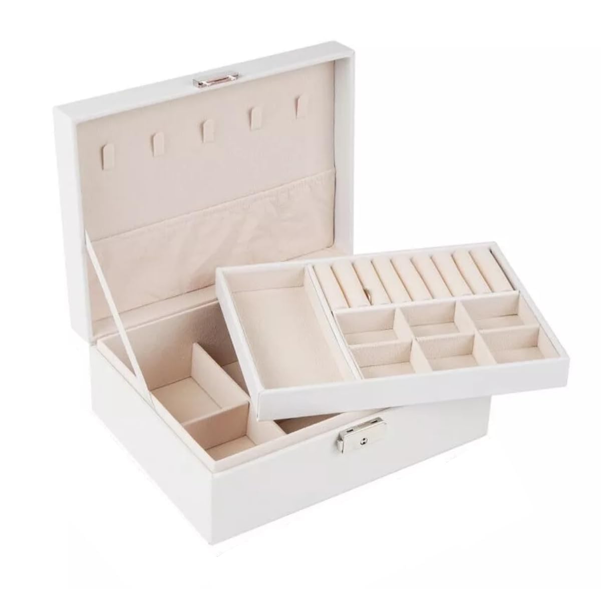 Maleta Porta Joias Elegance Interior em Veludo com Tranca. Estojo Organizadora Grande de