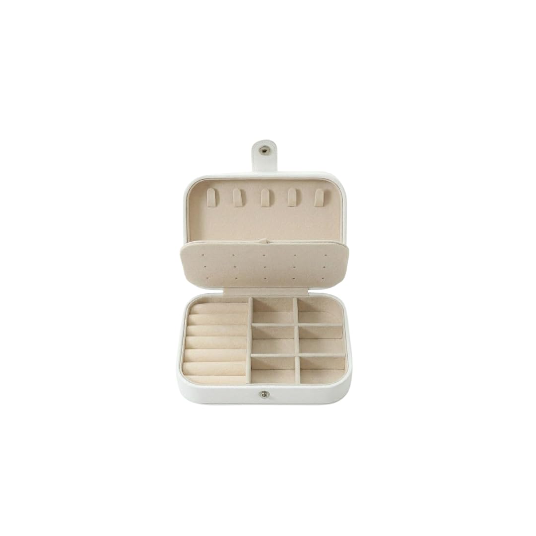 Estojo Porta Joias Compacto com Divisórias para Organizar Acessórios em Casa e Viagem nas